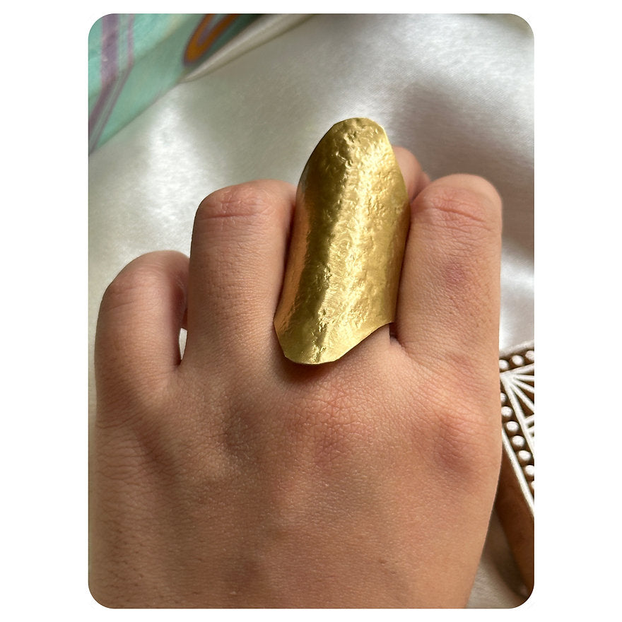 Gold Toned Broad Brass Ring