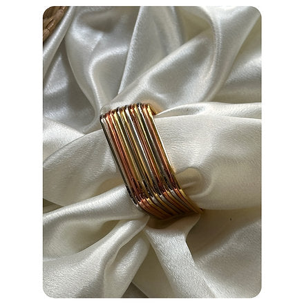 Multi Toned Square Bangle Set (12 pieces) Size- 2.4