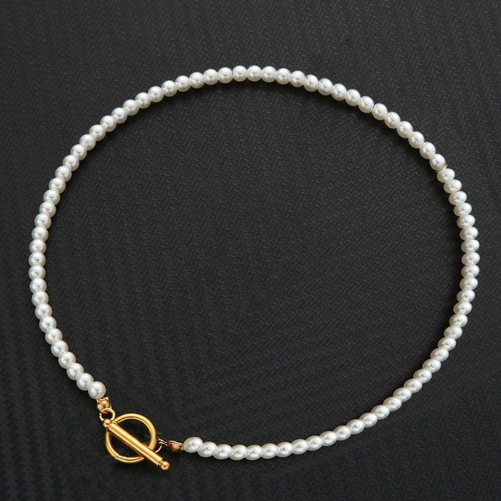 New Stainless Steel Pearl OT Buckle Necklace