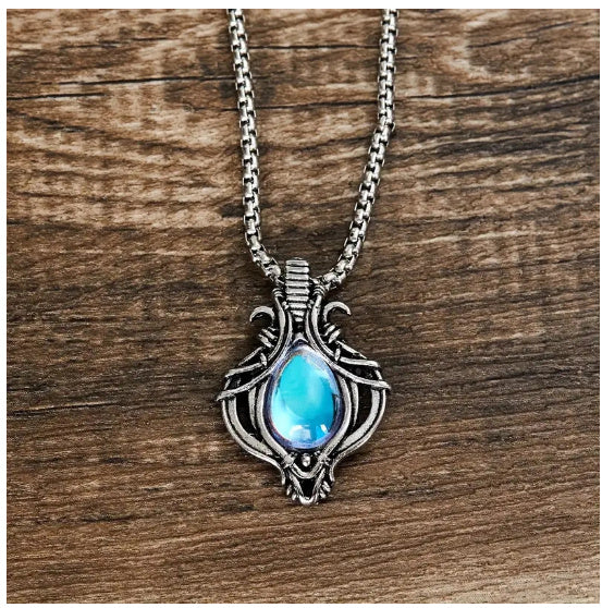 Vintage Hollow Geometry Moonstone Pendant Necklace